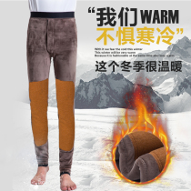 Camel velvet cotton pants mens winter velvet thickened high waist tight teen warm pants Men slim student thin version extended