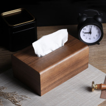Tissue box new Chinese solid wood coffee table paper box drawing box living room creative high-grade light luxury walnut European style paper box