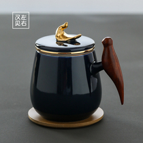 Creative Personality Ceramic Mark Cup Sketching Gold Tide Office Liner Filter Tea Cup With Lid Tea Tea Tea Cup