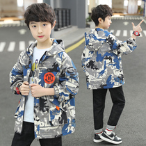 Childrens clothing 2021 new boys spring and autumn casual coat foreign style in the big childrens spring Korean version camouflage handsome windbreaker