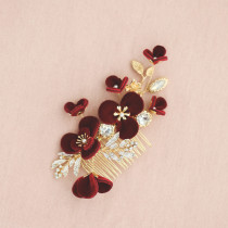 High texture antique wine red High quality bridal headdress show kimono fresh hair accessories Deep wine red Lolita hair accessories