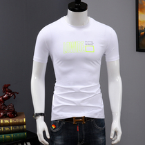 Summer mens short sleeve T-shirt Korean handsome cotton clothes 2020 new letter printing trend body shirt mens clothing