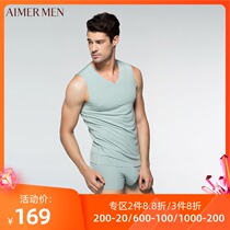 Special offer Mr. Aimu Mordale seamless thin mens V-neck comfortable wide shoulder vest top 11S31