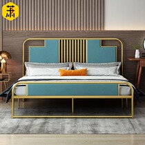 Nordic iron bed double bed modern minimalist creative bedroom iron frame bed ins personality bed shelf 1 8 m iron bed