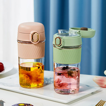 Glass women summer high-value water cup portable tea separate coffee cup large capacity transparent tea cup