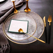 Phantom of the Opera Phnom Penh transparent hammer pattern glass plate set up western food plate steak plate table mat plate household fruit plate