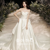 Tam master wedding dress 2021 new bride satin small man French light simple temperament dress female 2020 light luxury