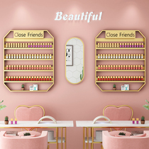  Nail shop nail oil glue shelf wall-mounted net red display rack Gold cosmetics frame nail polish wall shelf