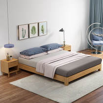 Solid Wood low bed landing 1 5 meters 1 8 simple no bedside bed customizable frame bed tatami duplex second floor bed