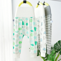 Baby high waist belly button big butt pants open crotch Children Baby pp pants cotton mesh summer thin pajama pants