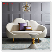 Modern Light Luxury Creative Cloud Shape Small House Living Room Plain Fleece Double Sofa Personalized Nail Shop Sofa