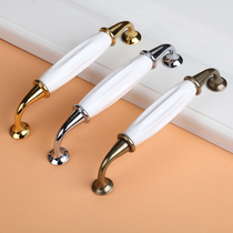 Ceramic pastoral handle golden antique cabinet handle American Drawer Wardrobe sub drawer furniture handle
