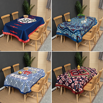 Chinese auspicious cloud Fengshui tablecloth restaurant waterproof anti-scald cotton linen cover cloth small round tablecloth living room coffee table cover cloth home