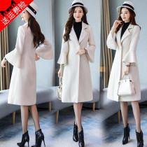 2021 autumn winter new medium length fur coats women Korean version of horn sleeves over knee 100 hitch big clothes winter clothing