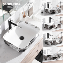 Nordic simple art table basin washbasin washbasin Ceramic basin Household bathroom sink square
