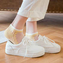 Socks with white shoes Womens summer thin socks Net red glass silk crystal socks Boat socks with shallow mouth womens socks