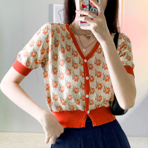 xxs plus small size 145 short xs150 small knitwear short sleeve t-shirt women short cardigan summer Women