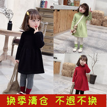 Girls sweater dress childrens clothing 2020 Autumn and Winter new children Korean knitted wool half high collar dress