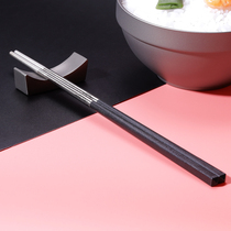 Coe shield outdoor portable pure titanium carbon fiber chopsticks Chinese household non-slip long square chopsticks bionic wood texture titanium chopsticks