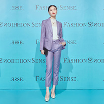 Zameen Long Sleeve Series 2021 Fall New Purple Suit Suit Woman Temperament Swarm Up Career West Suit Spring Autumn