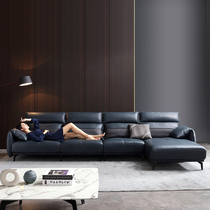 Light luxury leather sofa combination living room first layer cowhide Nordic small apartment Italian minimalist postmodern leather sofa