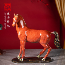 Zhu Bingren Tongqianlong Bayjun flag to win copper home crafts decorations horse ornaments art gifts