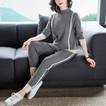 Spring and summer large size womens two-piece suit professional age reduction middle-aged European goods expensive lady high-end foreign style ramie Harun