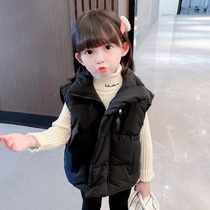 Girl autumn and winter wear down cotton vest 2021 new children thick horse clip female baby winter cotton suit