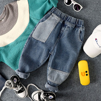 Children Jeans Fall New Pint Boy Girl Sticker Cloth Minima Casual Long Pants Mid-Boy 100 Hitch Handsome Pants