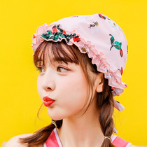 Swimming cap female hair special not to take the head cute Korean Japanese face small big head round Cherry adult tide fabric