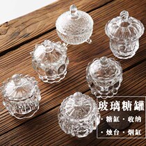 European lead-free transparent glass sugar tank with lid candy jar storage glassware kitchen storage jar aromatherapy candlestick