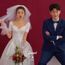 Classic net red small head yarn pure colour short double layer of fluffy yarn bride wedding collar Wedding Collar shooting Movie Props