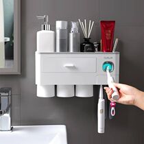 Toilet toilet Toilet Toothbrush Rack Suit Bathroom shelving Bathrower Toothbrush Cup Squeeze Toothpaste Thever hanging wall-style cylinder