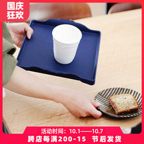 Spot Japan imported PUEBCO plastic non-slip tray retro blue square home anti-dumping dinner plate
