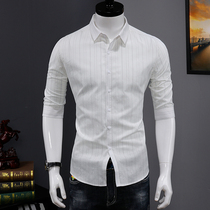 Summer Striped Shirt Mens Short Sleeve Business Leisure Handsome Mid-Sleeve Shirt Slim Korean Fashion Half sleeve Inch Clothes