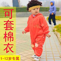 Gown baby girl winter out one-piece suit childrens dirty autumn winter baby climbing suit suit cotton jacket coat cover