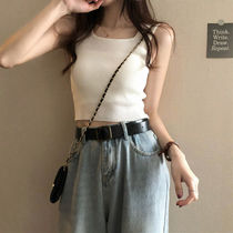 Knitted camisole worn outside and worn inside womens summer 2022 new slim fit and thin bared navel short sleeveless top