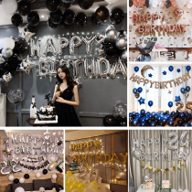 Happy Birthday Party Groped Girl Boy Surprise Scene Placement Background Wall Balloon Boyfriend Decorative supplies