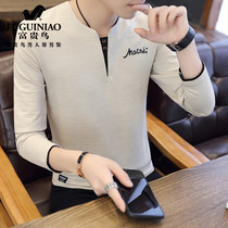 Rich bird 2020 spring long-sleeved t-shirt mens trendy brand Korean version of the T-shirt bottoming small shirt top clothes slim mens clothing