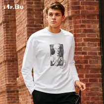 Mr Bu pure cotton long sleeve T-shirt man 2021 autumn winter new big code full cotton retro printed T-shirt KT01257