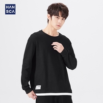 Hanska round collar necropolis for mens autumn winter trends with 100 lap blouses 2021 New pure color inner lap jacket