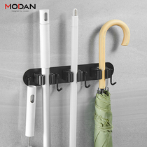Mop rack stainless steel non-perforated toilet broom adhesive hook rack storage artifact card holder wall-mounted mop clip Q