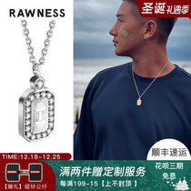 RAWNESS Square full diamond moisanishi dumbbell necklace sweater chain American retro ins wind titanium steel choker