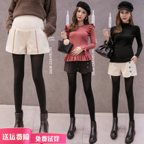 Pregnant womens shorts Spring and Autumn wear leggings 2021 autumn fashion Korean wide leg pants autumn winter wear woolen boots pants