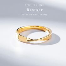 Bi-color Bestser (Mobius ring) 18K gold diamond ring couple ring color gold ring to give girlfriend