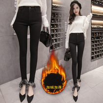 2020 autumn and winter new Korean version black beating underpants female rabbit fur external wearing high waist pencil pants tightly skinnier and long pants