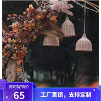  New forest wedding bamboo woven lantern road guide Chinese lantern wedding ceiling decoration window decoration simple chandelier