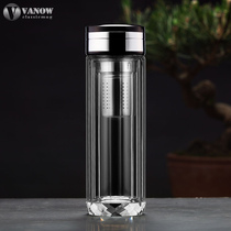 British Vanow double-layer glass creative personality trend tea water separation mens and womens anti-drop water cup tea cup