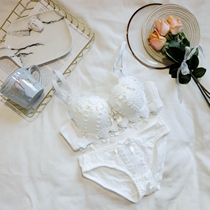 Xianan underwear set womens white Valentines Day peach heart tassel girl comfortable small chest thick side collection bra