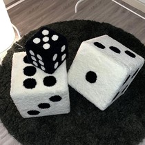 Dice black and white changed shoe stool plush stool decorated small stool creative bench lamb plush pier